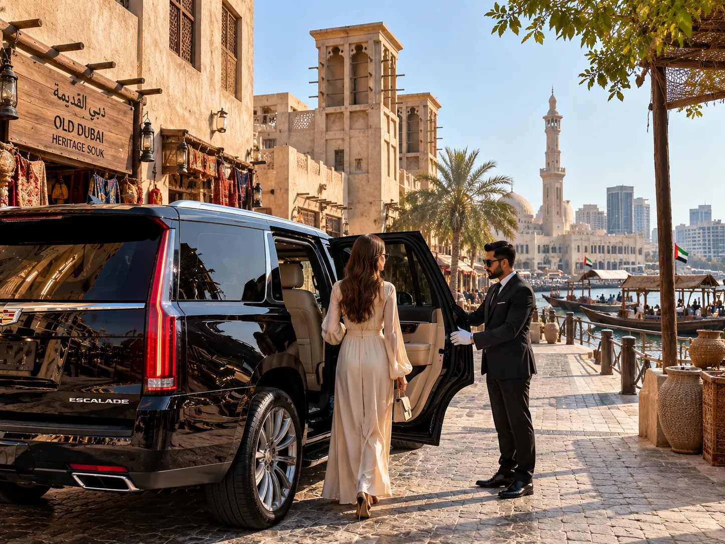 Luxury Arrival in Old Dubai Souk with chauffeur