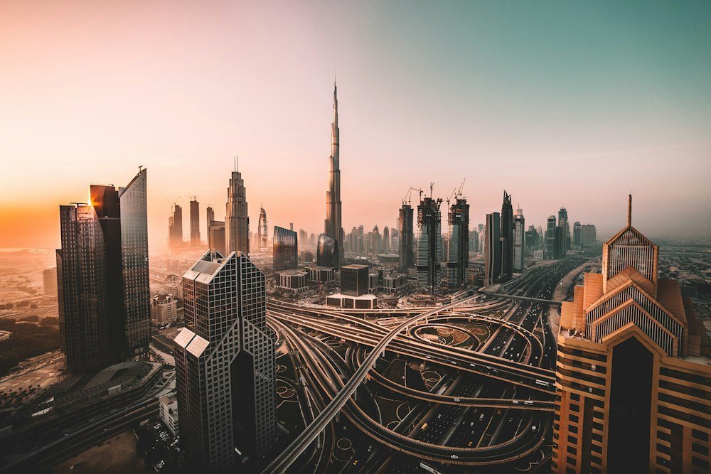 Palm Jumeirah and Dubai waterfront skyline